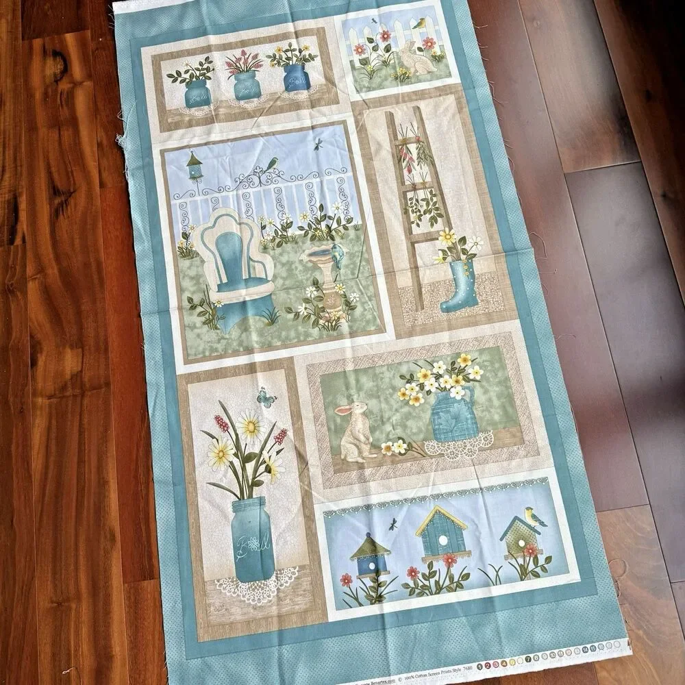 Quilt Panel My Secret Garden Cheryl Haynes Cotton Benartex Bird Houses 7680
